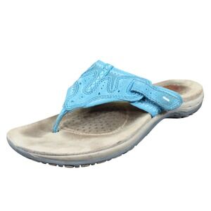 Earth Origins Sara Womens Size 7 Blue Suede Flip Flop Sandals Comfort Casual